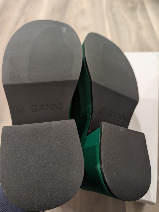 GANNI | Retro Satin Platform Wedge Mule In Kelly Green EU37 - Picture 9 of 11